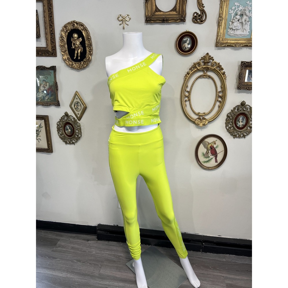 Monse Neon Yellow Logo Activewear Set Size M/S